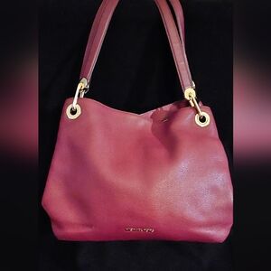 Michael Kors Raven Merlot Large Pebble Leather Shoulder Bag
